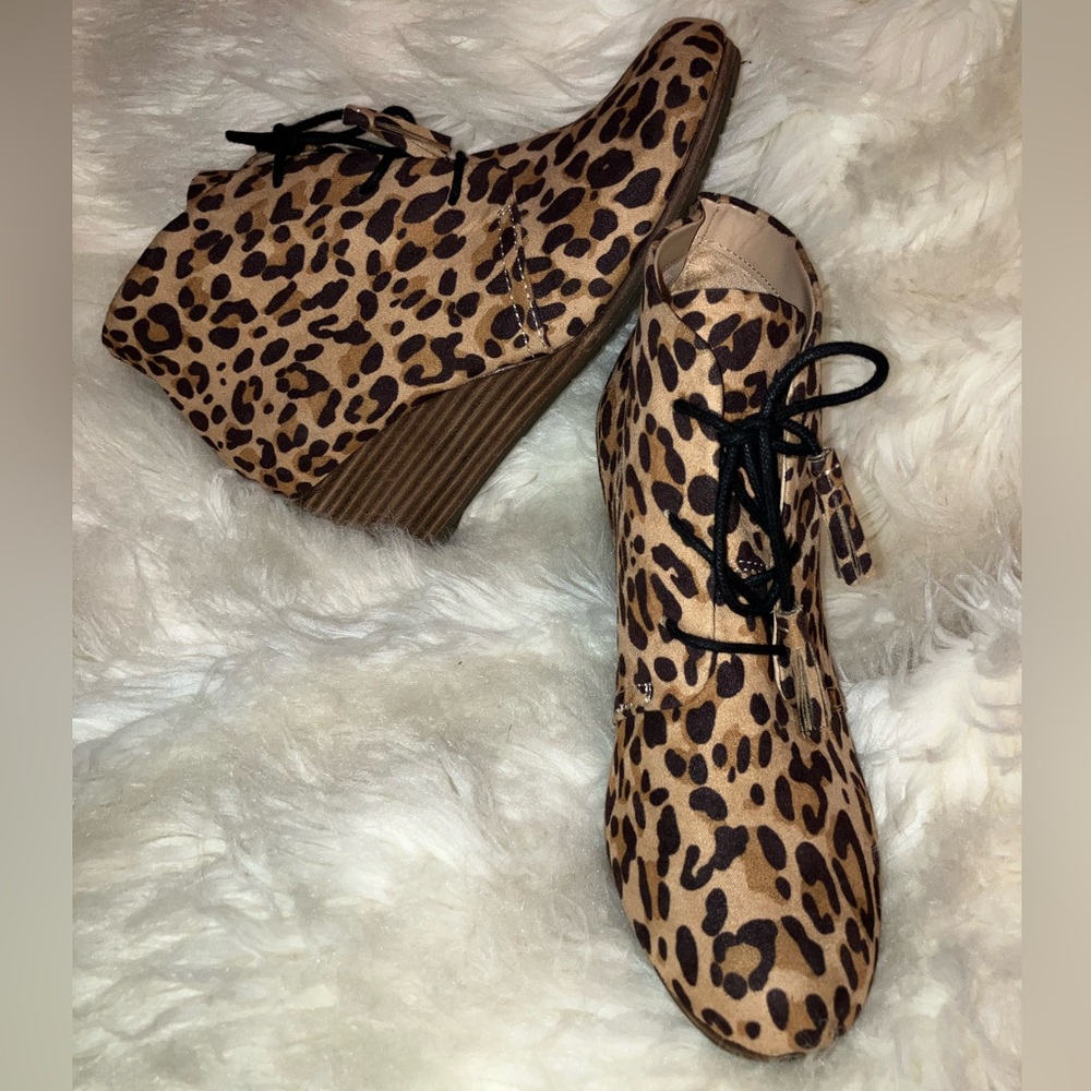 Dr Scholls Leopard Print Wedge Ankle Boots